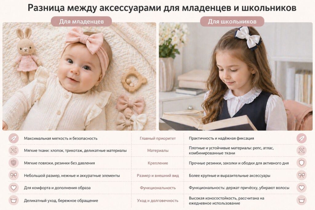 Аксессуары для младенцев и школьников